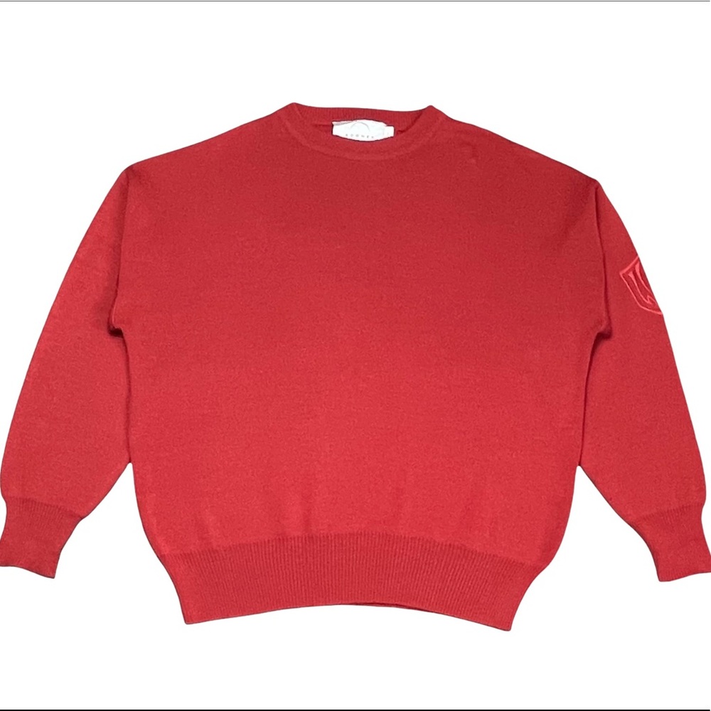 Men’s BOGNER 100% Wool Sweater STRAWBERRY RED Crewneck CLEAN sz MEDIUM